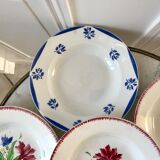 Set of 6 mismatched hollow plates Digoin Sarreguemines and Lunéville 40s