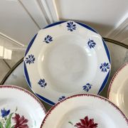 Set of 6 mismatched hollow plates Digoin Sarreguemines and Lunéville 40s