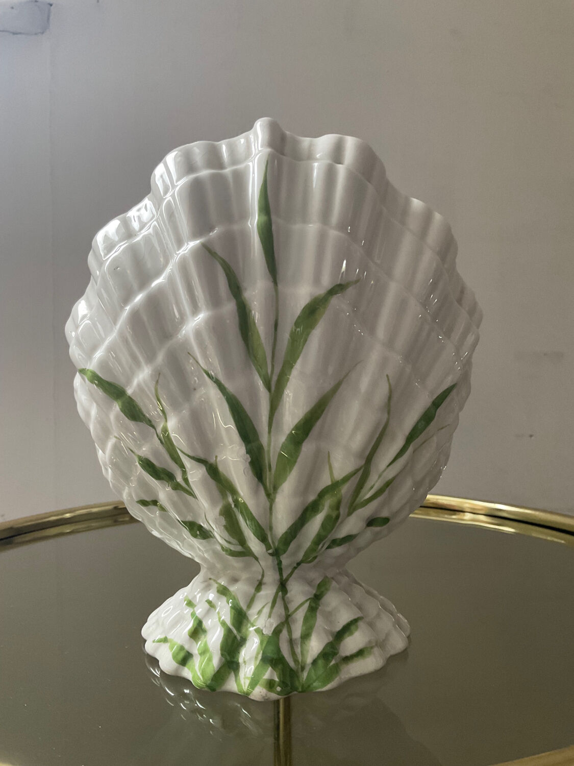 Vintage ceramic shell vase Italy