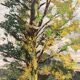 Oil on panel vintage green landscape