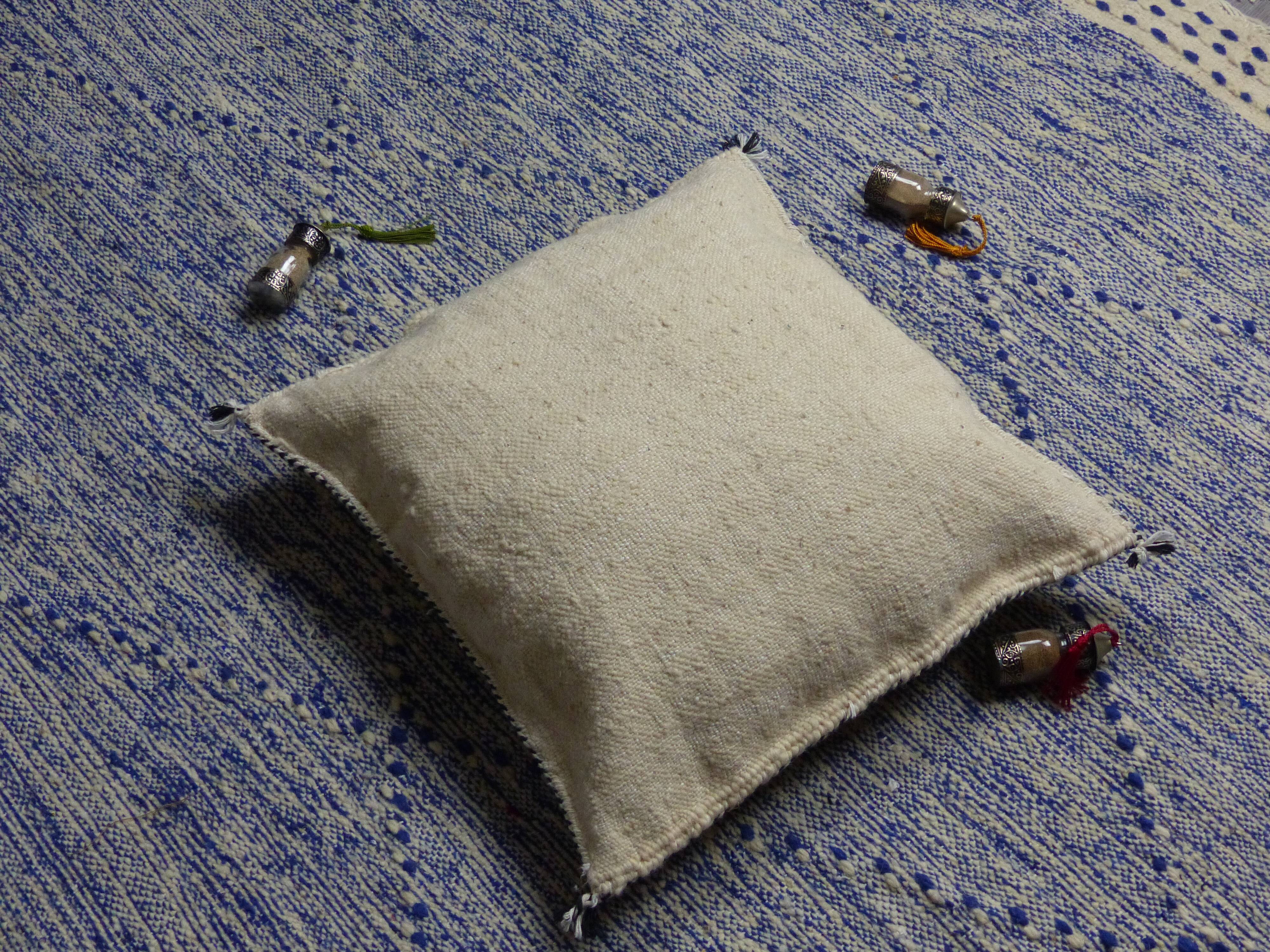 Moroccan white and black kilim cushion