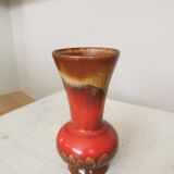 Vintage KIL Ceramic Vase: Red & Brown Lava Glaze, 1970s Yugoslavia