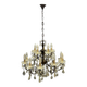 Chandelier en bronze vintage et cristal, 15 lumières, années 1950