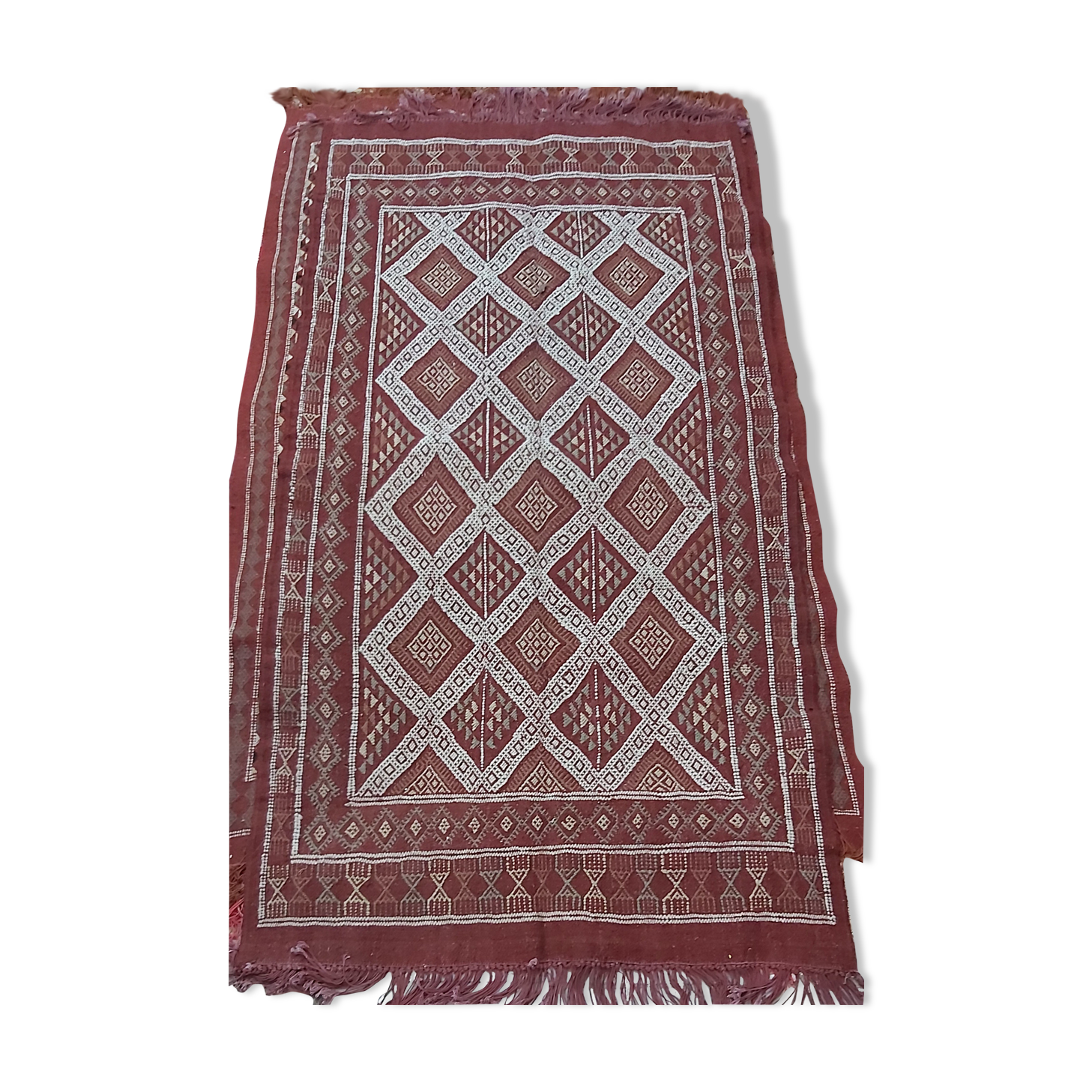 Brown and white Moroccan Berber carpet