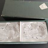 Crystal salt and pepper shakers signed Daum France; antique french