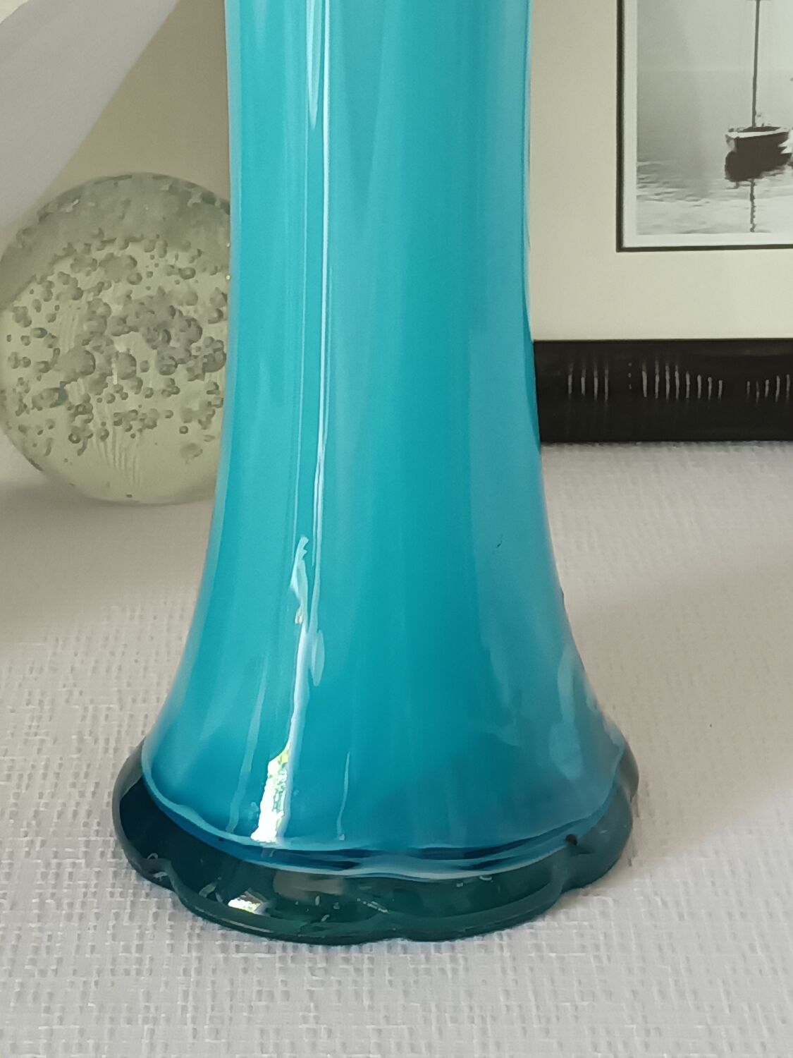 Vintage blue blown glass vase