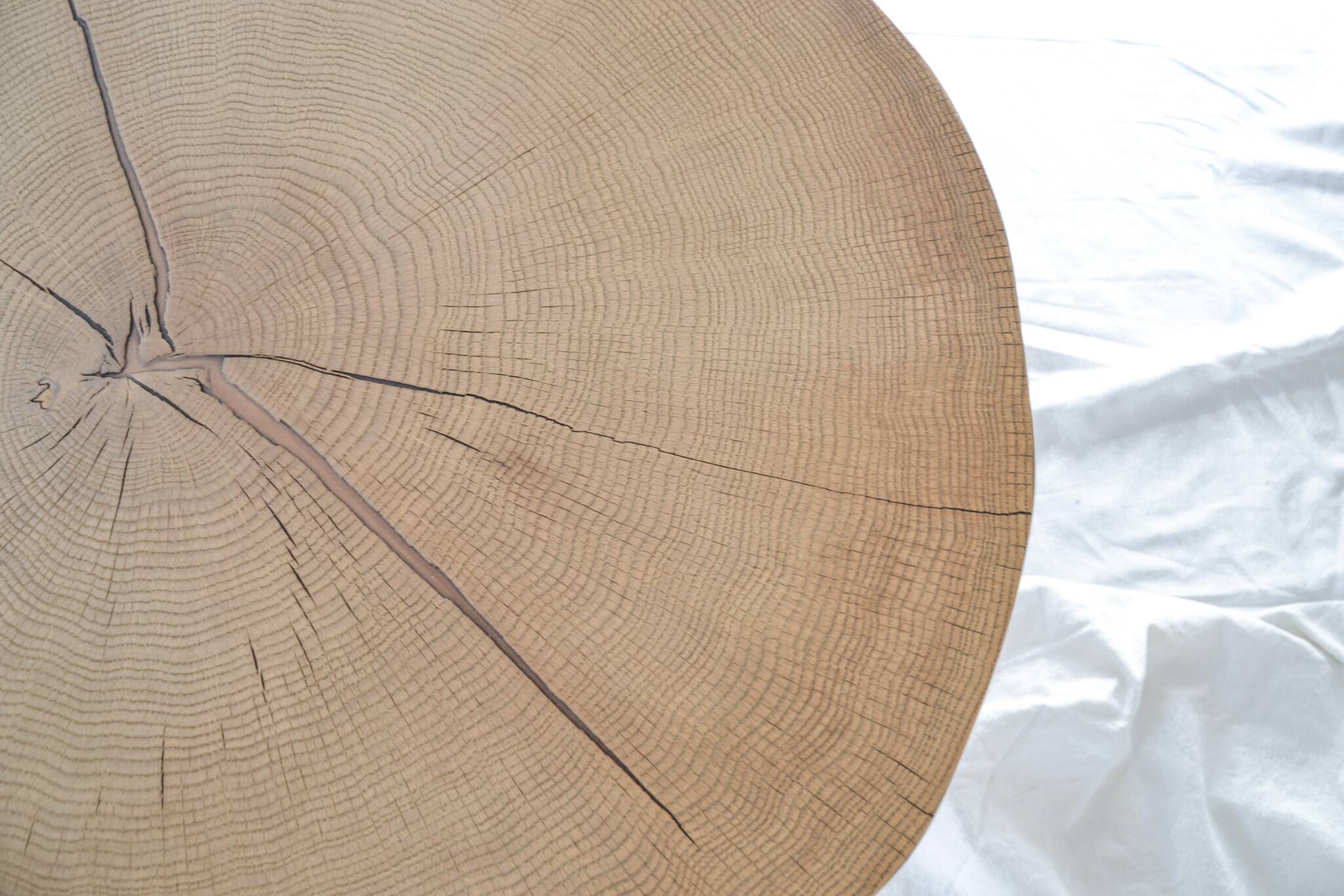 Round wooden coffee table