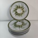 Set of six plates to oysters in faience St Amand