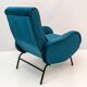 Paire de fauteuils inclinables en velours italien de style milieu de siècle de Marco Zanuso