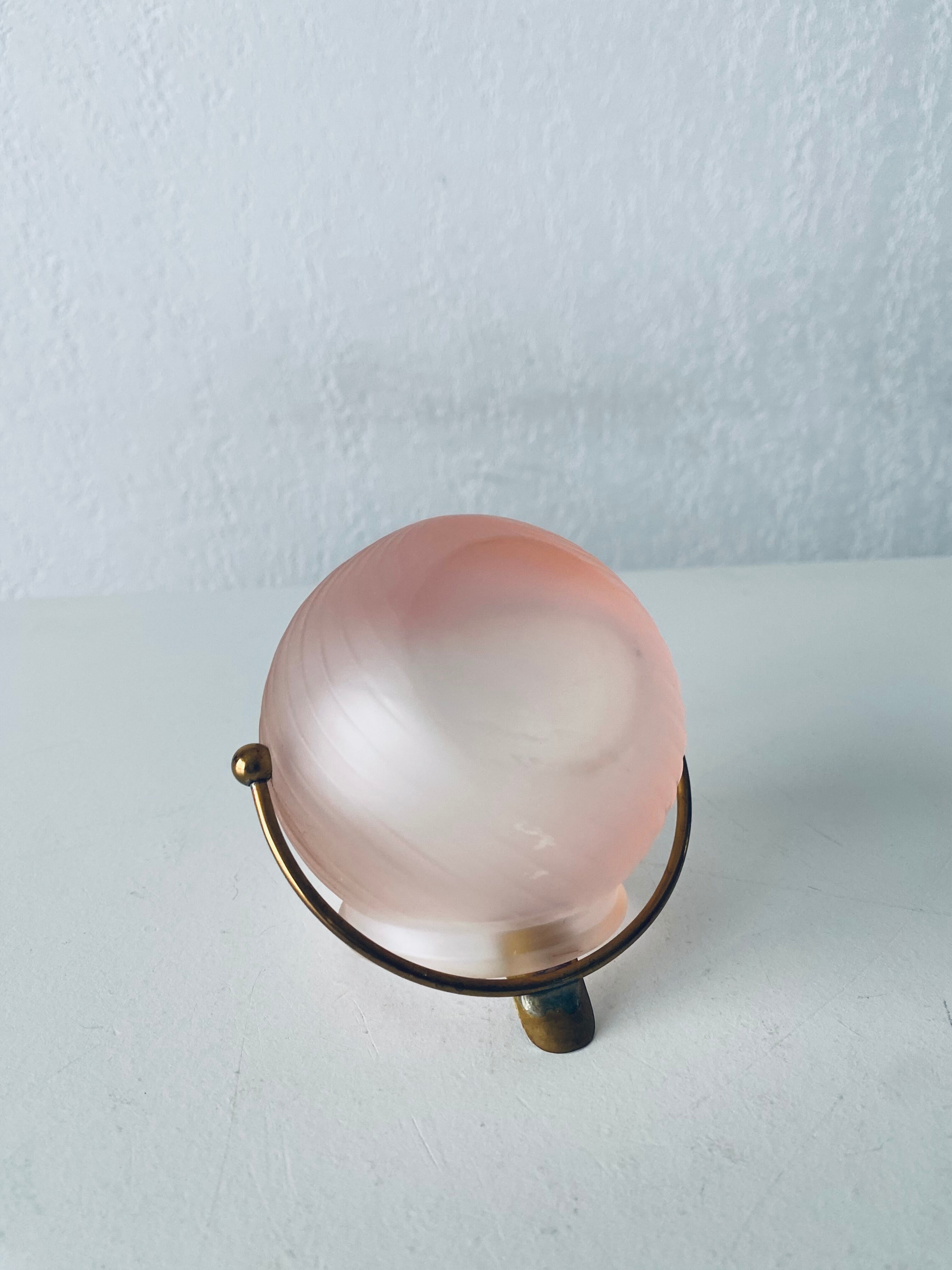 Glass and brass ball ashtray