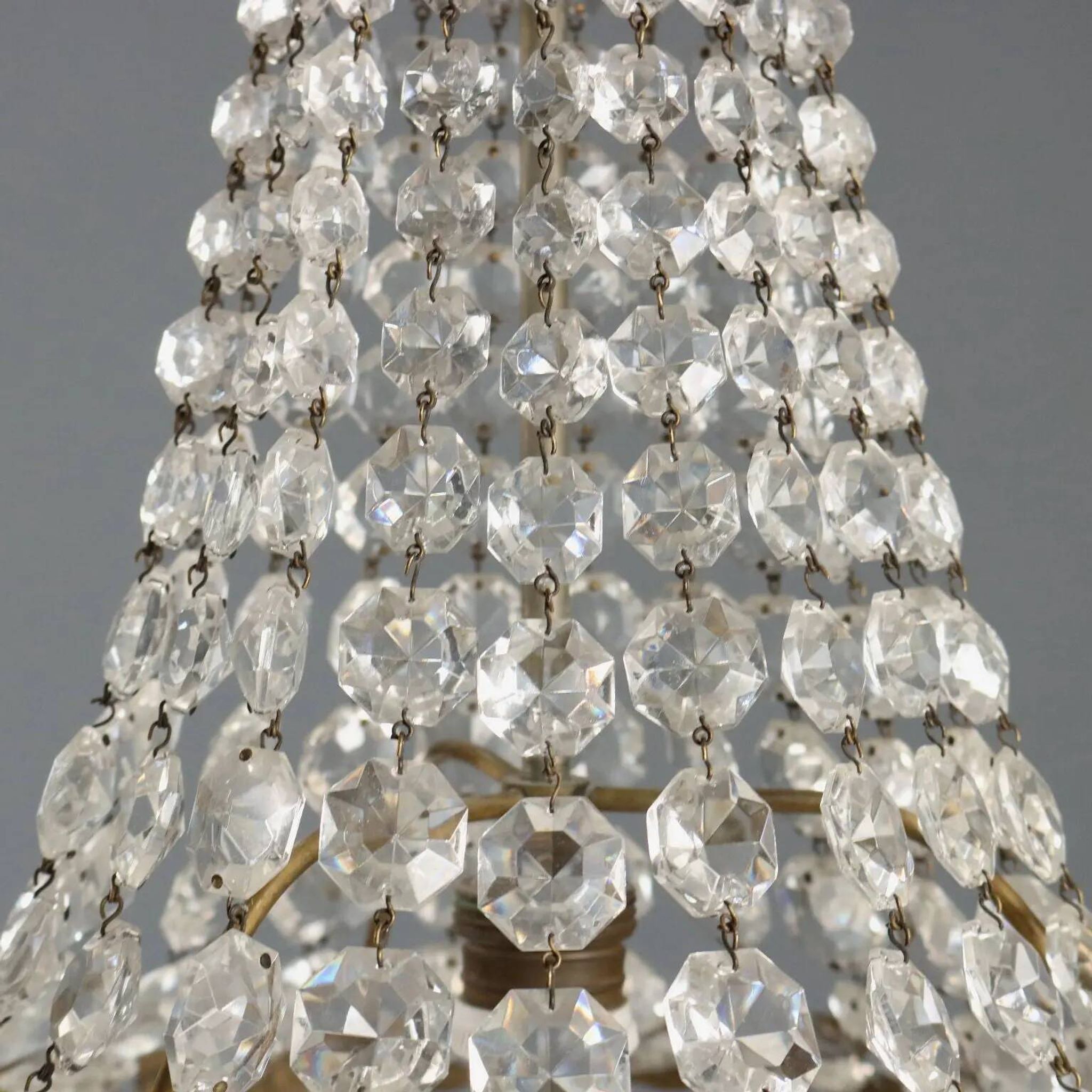 Antique metal and glass chandelier, Italy, 19th century