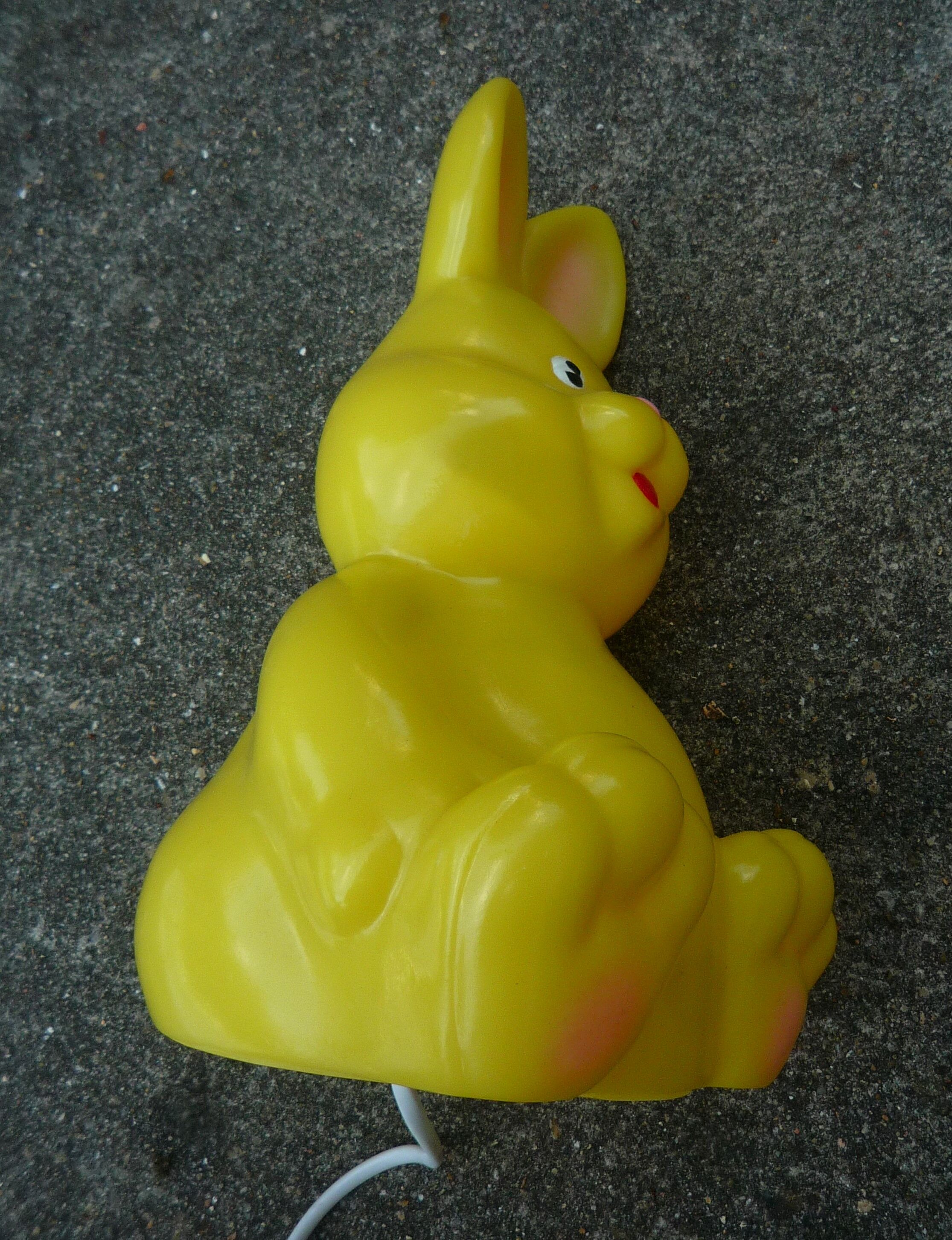 Yellow rabbit table lamp, vintage design 1980s