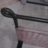 Black metal and rattan bed frame