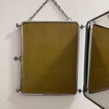 Bevelled triptych barber mirror from the 1950s.