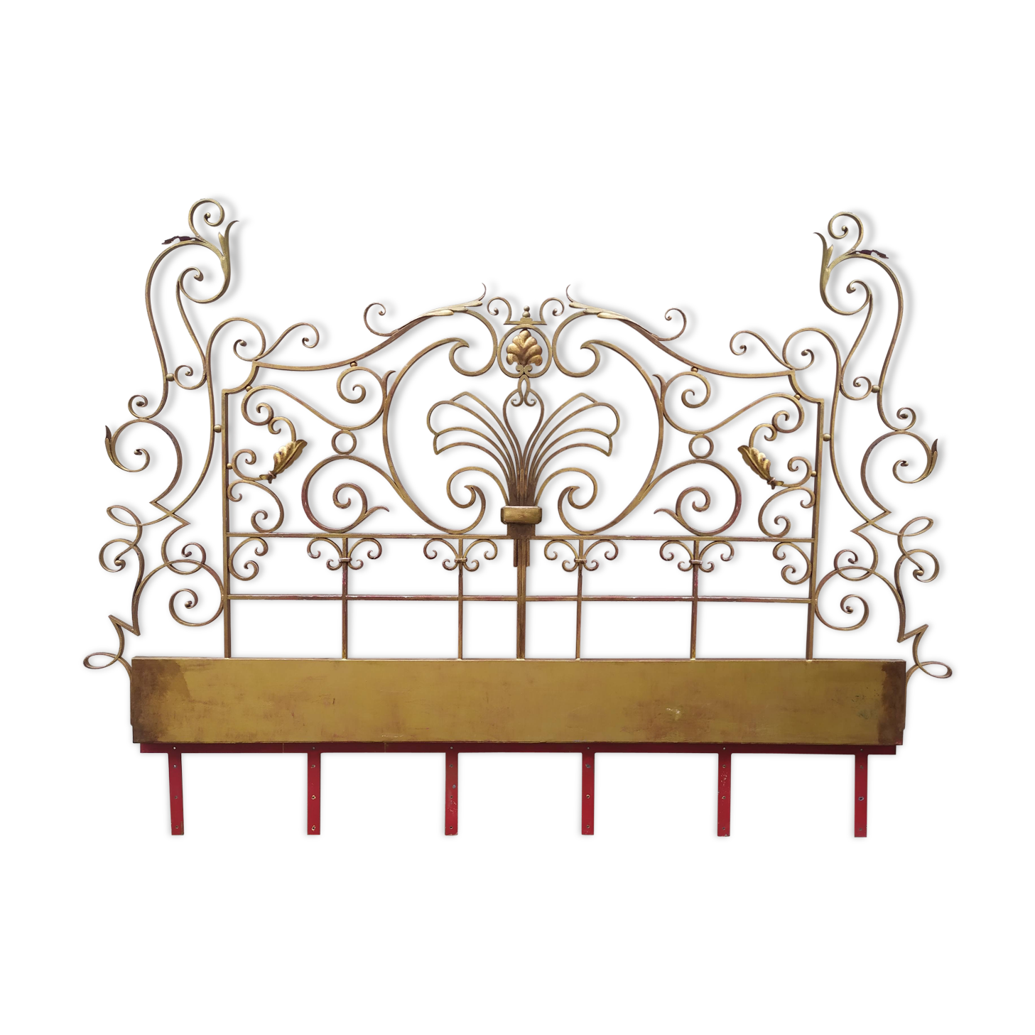 Golden wrought iron bedhead