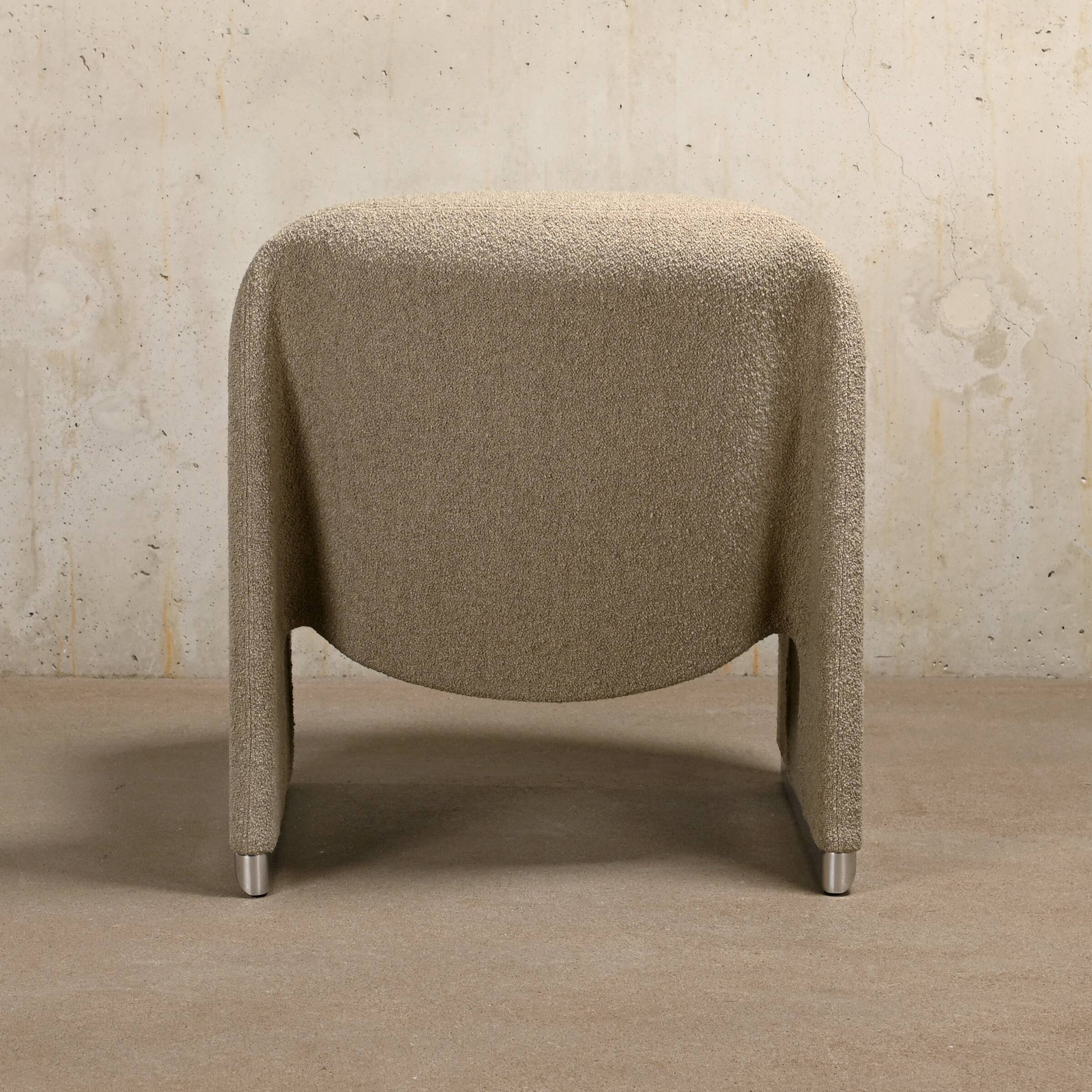 Giancarlo Piretti Alky Lounge Chairs in stone grey Bouclé Wool, Anonima Castelli