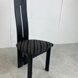 Set of 6 black wooden high back dining chairs - 1980s
