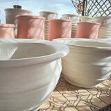 Grand pot rond XXL en Tadelakt blanc