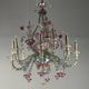 Rezzonico Venetian chandelier in colorless, blue and red Murano glass, circa