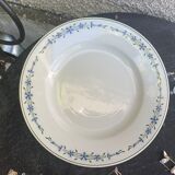 8 assiettes plates à motif de fleurs bleues faïencerie niderviller moselle france art déco