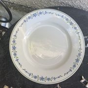 8 flat plates with blue flower pattern earthenware niderviller moselle france art deco