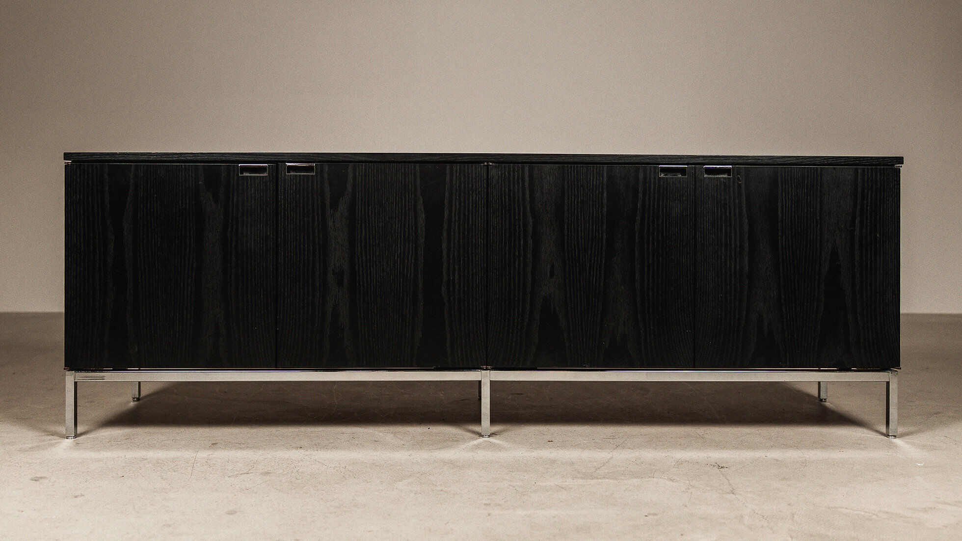 Florence Knoll sideboard in black oak and chrome for Knoll International, 1960s