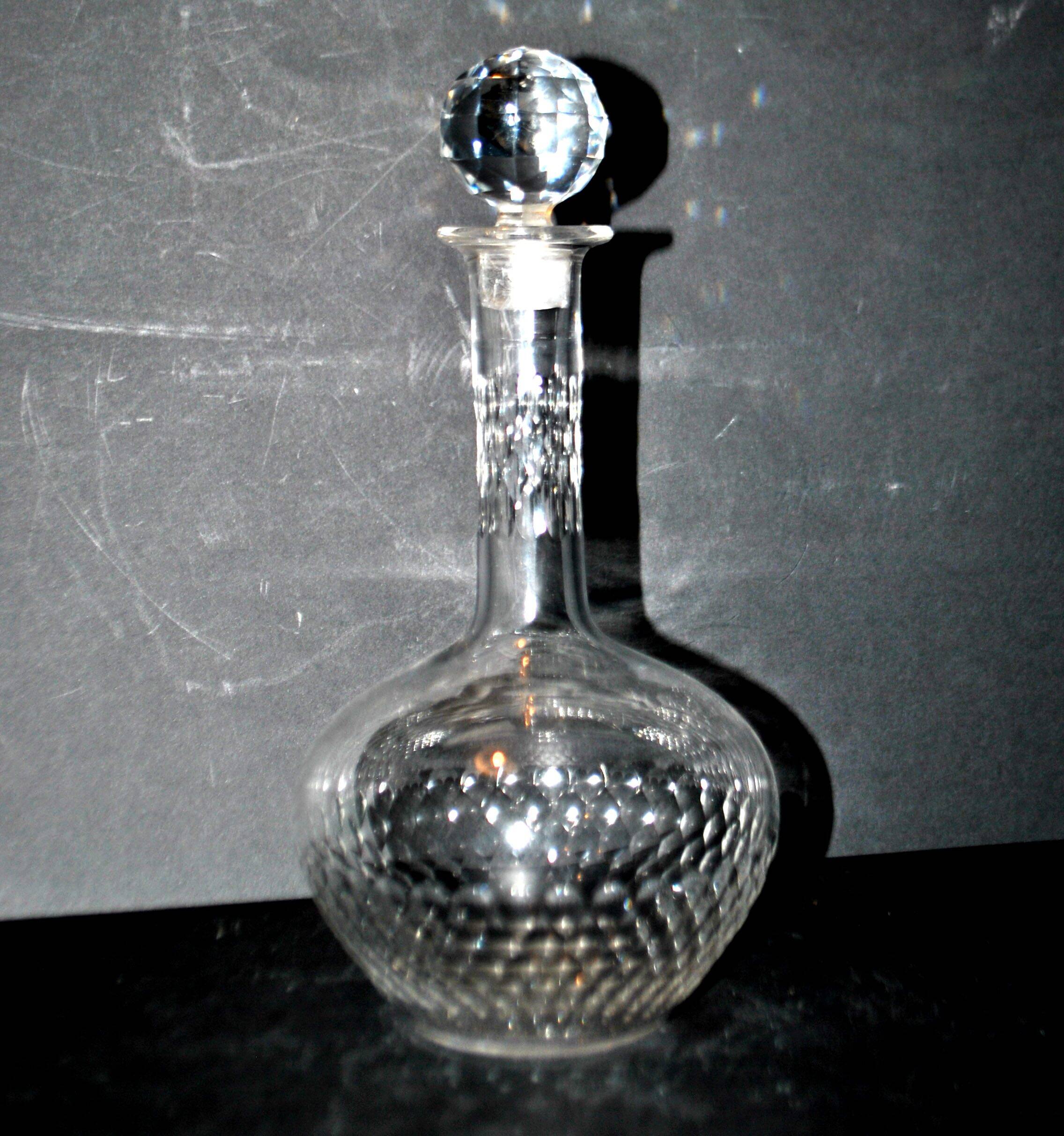 Antique Baccarat tortoiseshell cut crystal liqueur carafe H18cm 1900