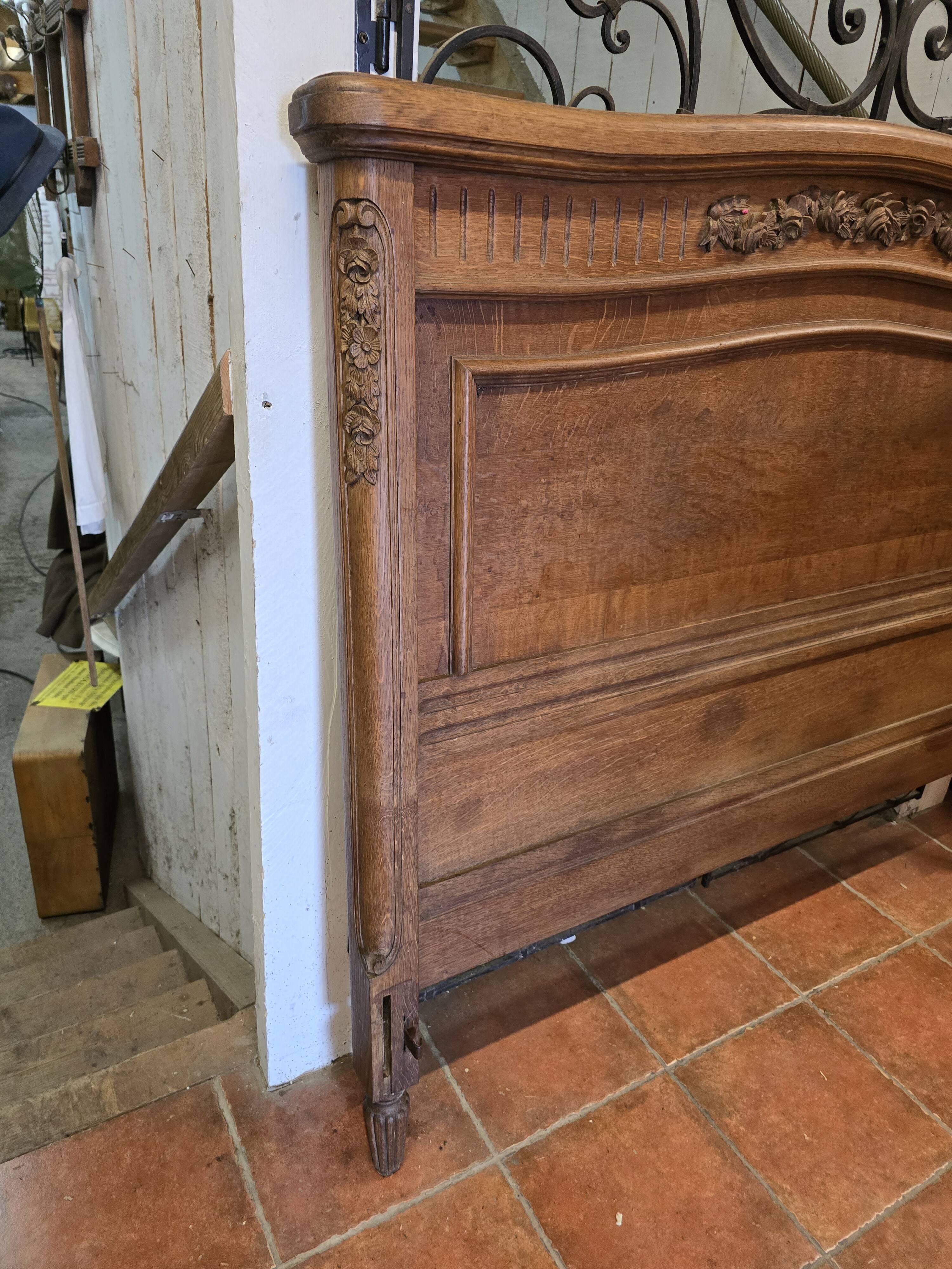 Old Louis XVI style oak headboard