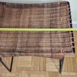 Raoul Guys stool for Airborne in wicker and lacquered steel 50s