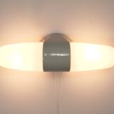 White double wall lamp Bauhaus Wilhelm Wagenfeld, Linder Germany, 1950s