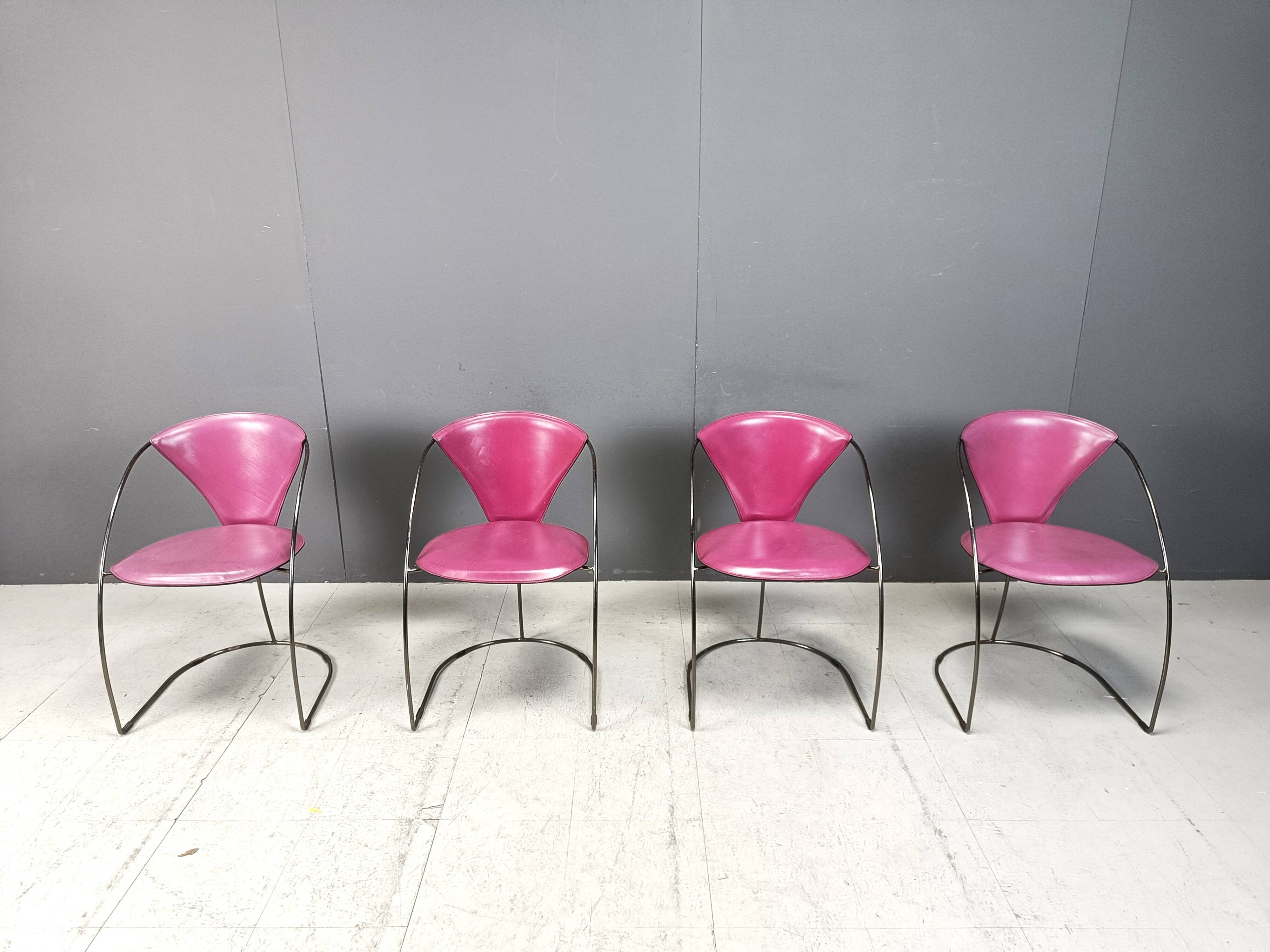 Vintage pink 'linda' dining chairs by Arrben, 1980s - set of 4