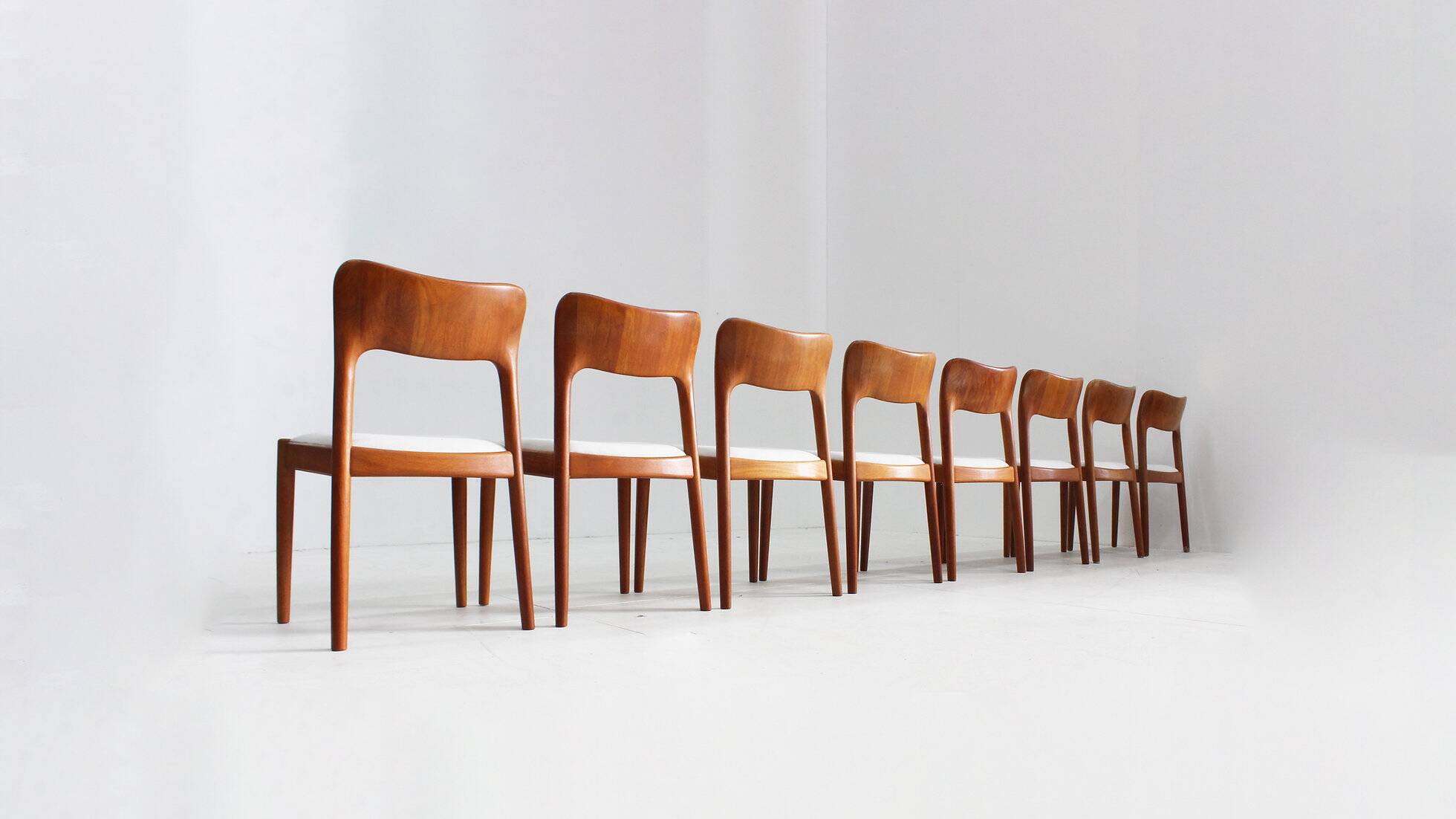 Set of 8 vintage Danish dining chairs by Niels Koefoed 1960s teak