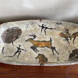 Plat Vallauris signed Jacky cave of Lascaux rock painting