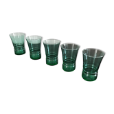 5 vintage excel green aperitif glasses