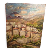 Huile Sur Carton Signée R. Pucci Paysage Toscan Années 30