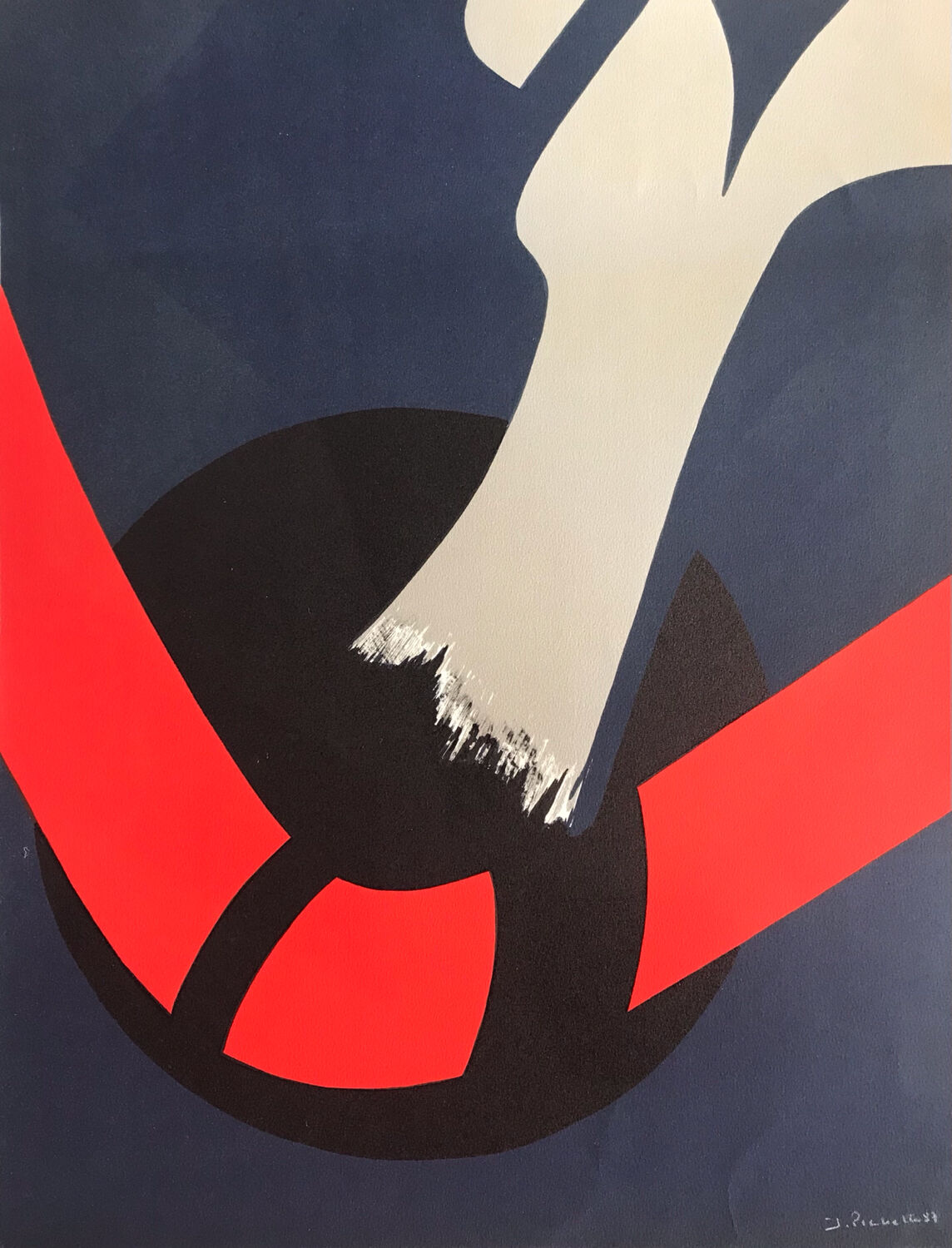 Composition, 1987. original lithograph by james pichette (1920-1996)