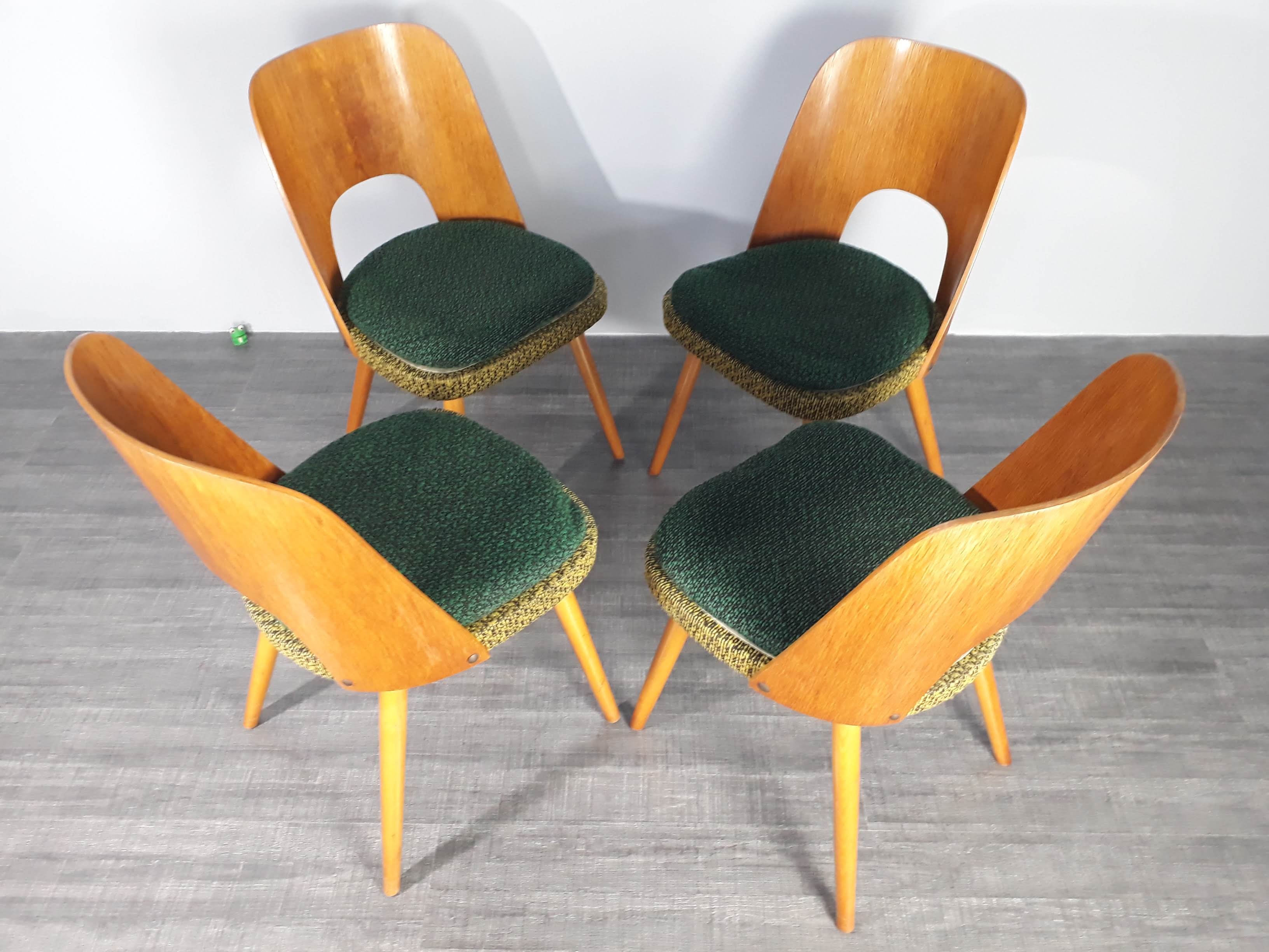 Set 4 chairs in beech Jirak Mid-Century Czechoslovakia 1960 s