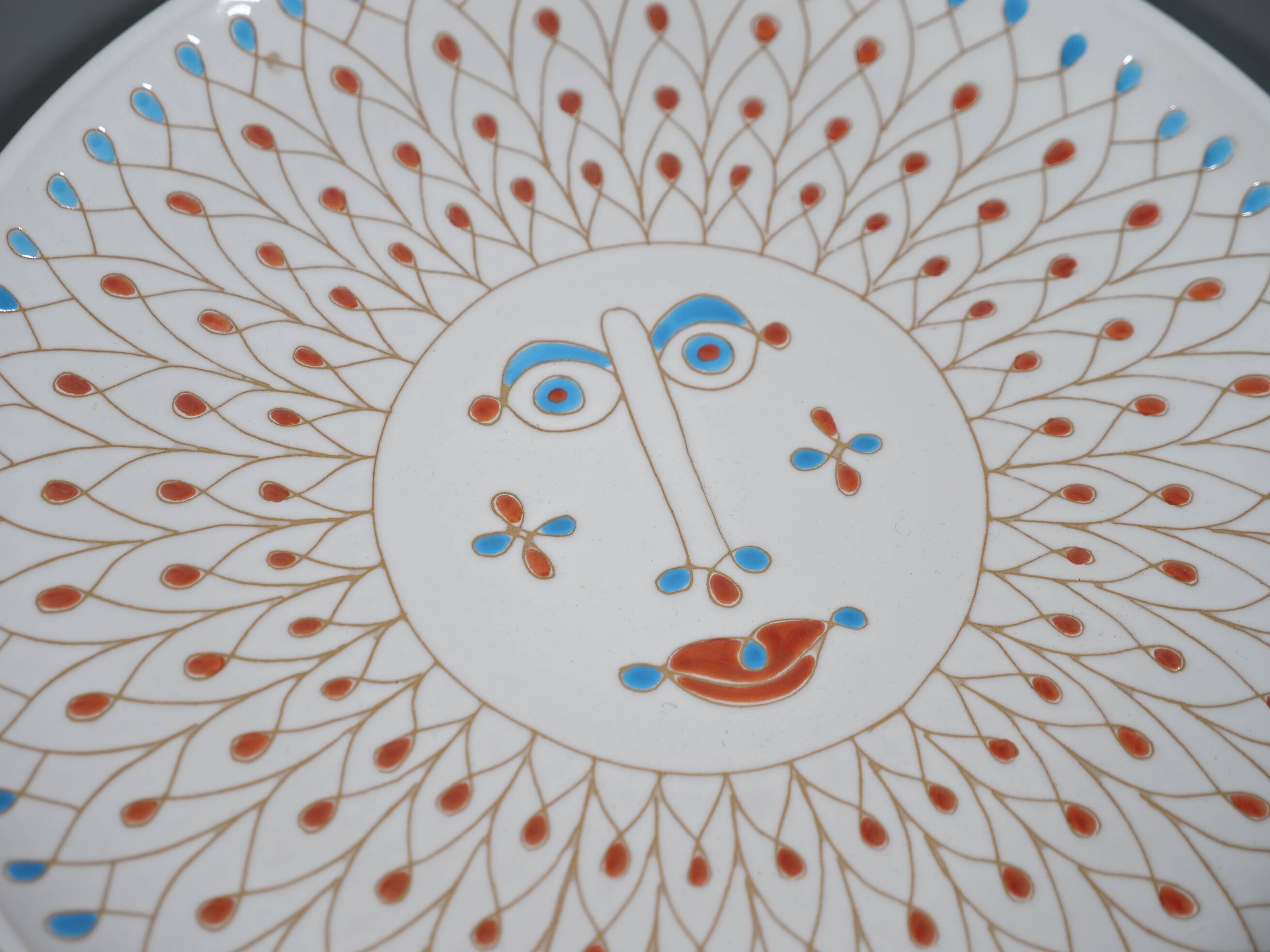 Hand-Painted Ceramic Plate by Mario De Biase for Cerasarda, 1970s