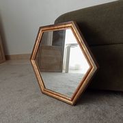 Vintage hexagonal bohemian chic mirror in gilded wood