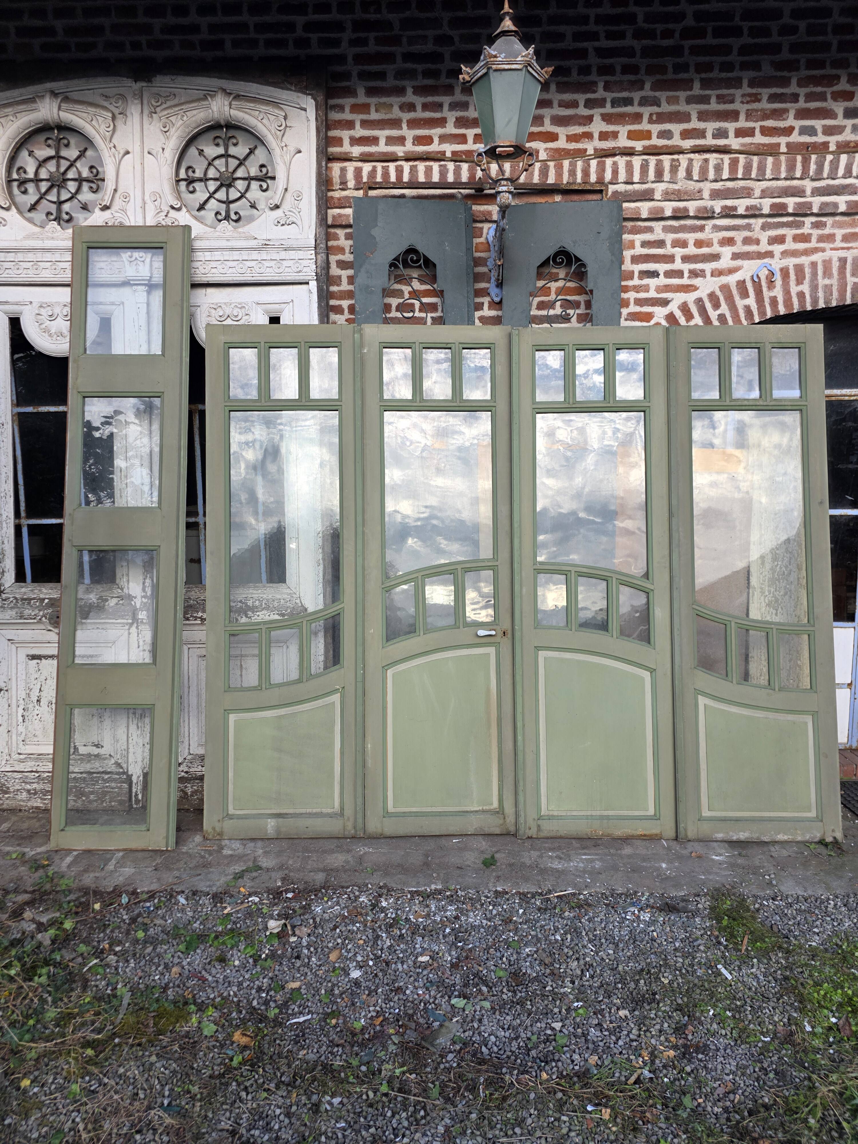 4 Art Nouveau partition doors + transom