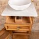 Washbasin / vanity unit in solid oak and white marble