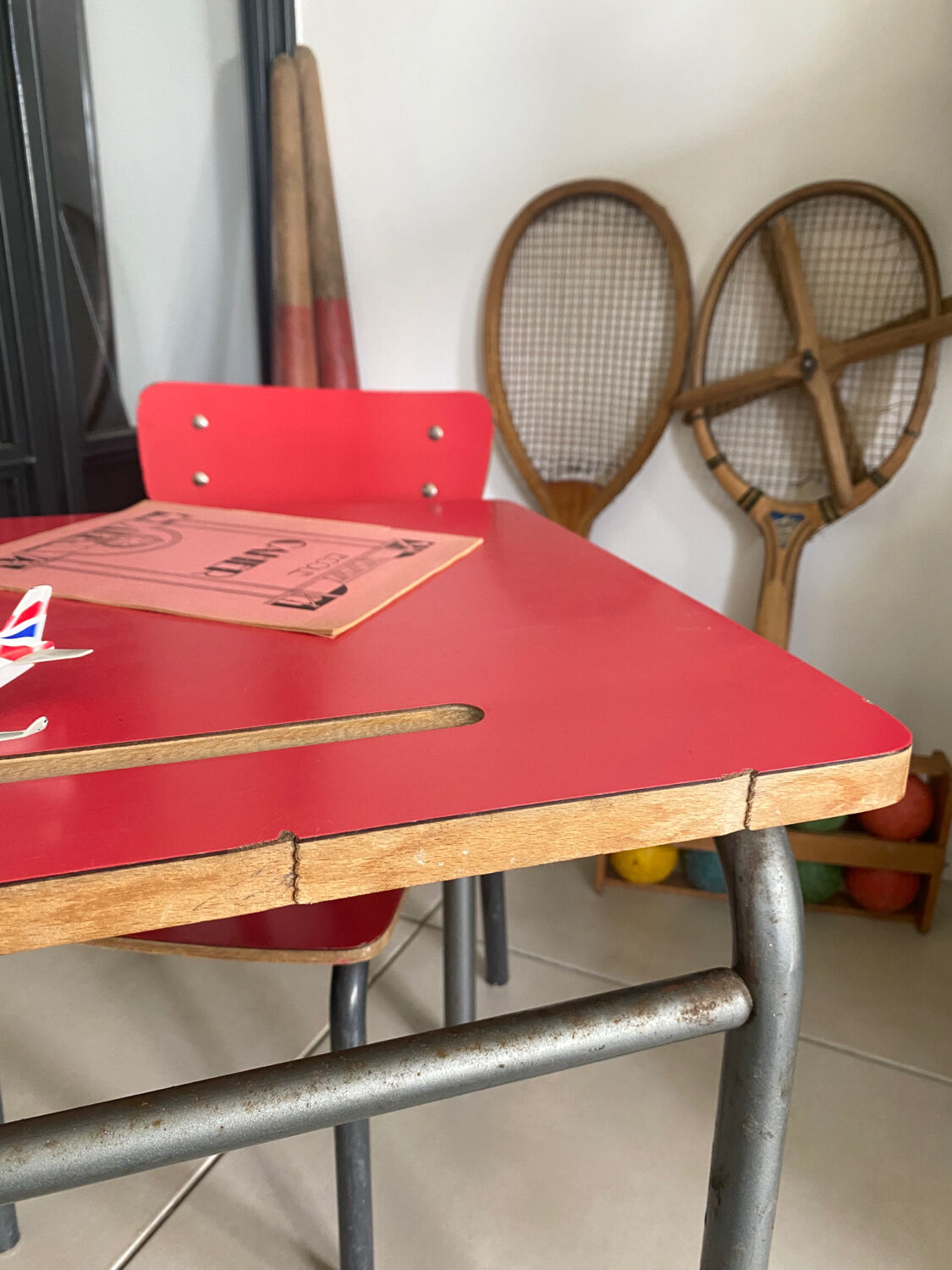 Vintage Formica children's desk and chair set