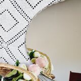 Large oval mirror in beveled and chiseled glass