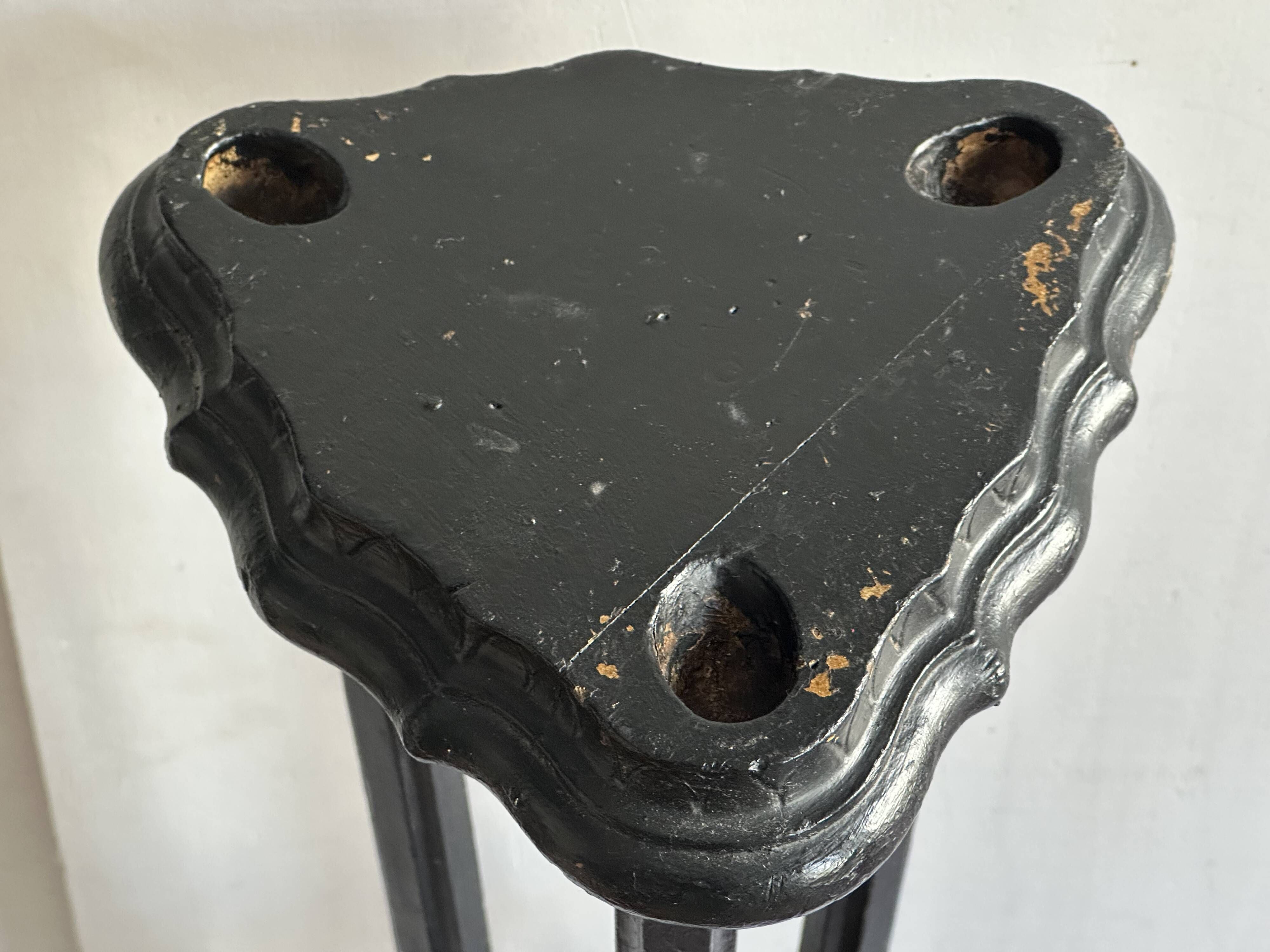 Napoleon III stool in blackened carved wood, 19th century