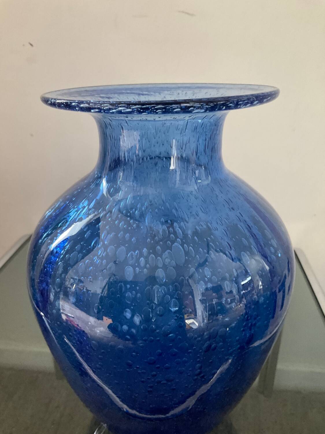 Vase vintage en verre bullé