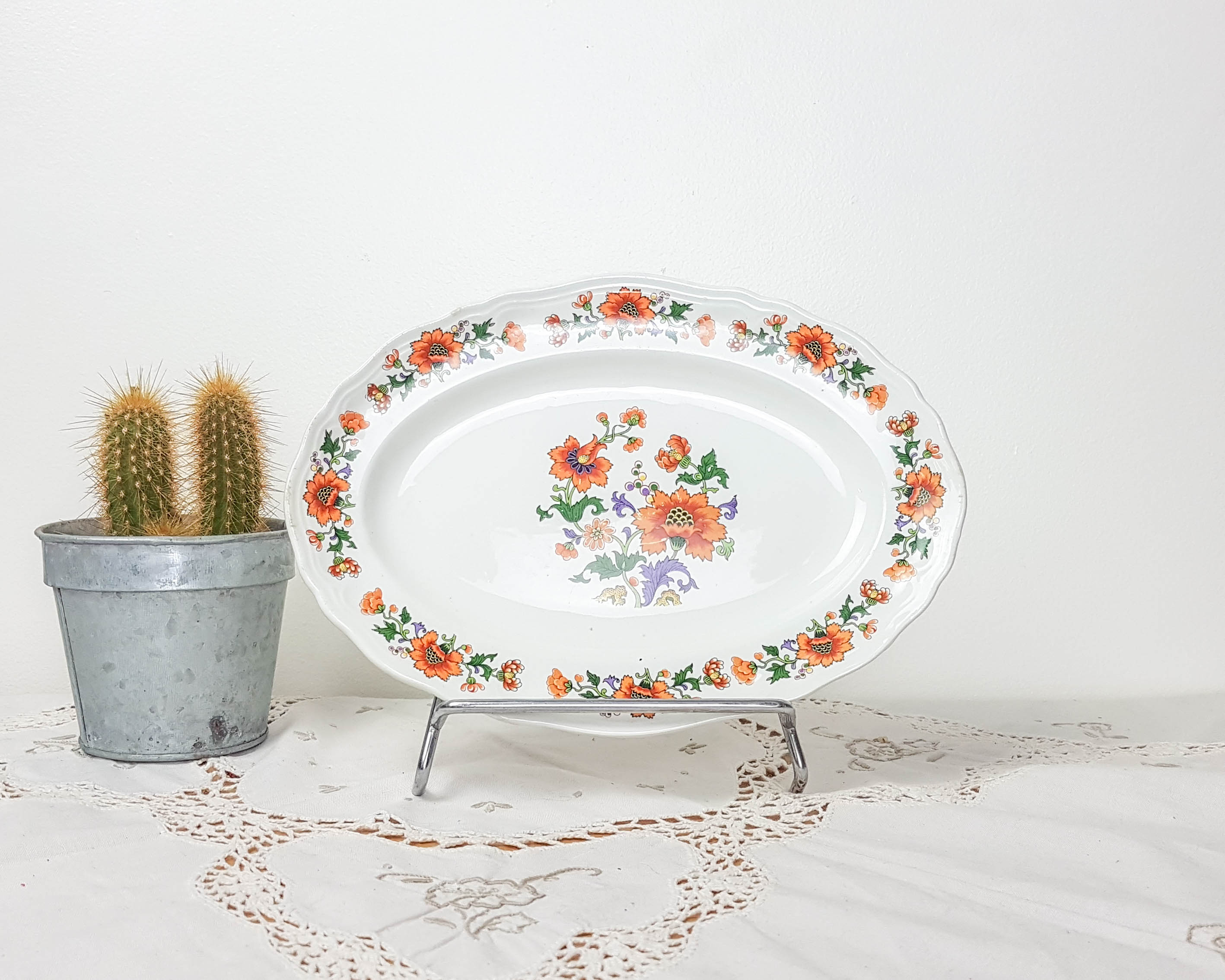 Table service in vintage earthenware Mills of Wolves "ORCHIES" 44 pieces
