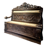 Banc coffre en bois sculpté XIX siècle