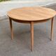 Table à manger scandinave ronde extensible décapée en teck 115cm