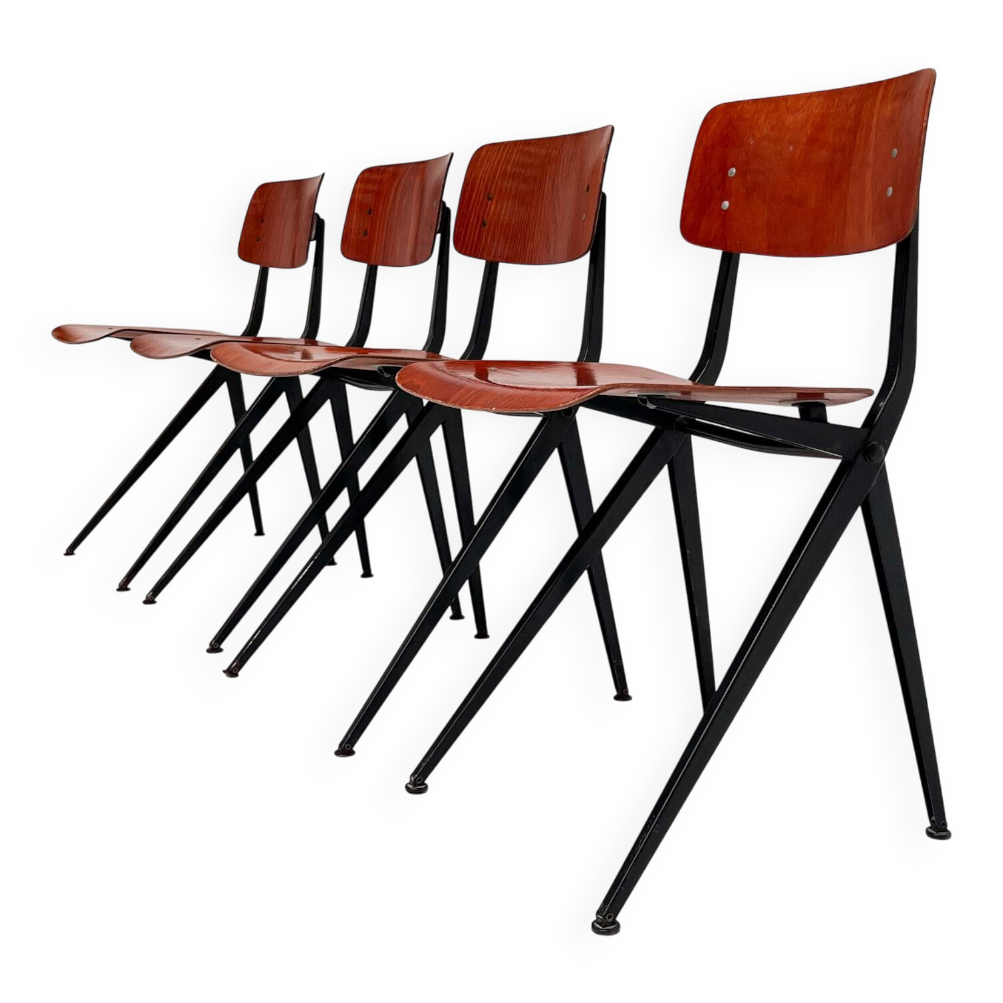 Set of 4 school chairs by Ynske Kooistra for Marko Holland, 1960s.