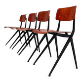 Set of 4 school chairs by Ynske Kooistra for Marko Holland, 1960s.